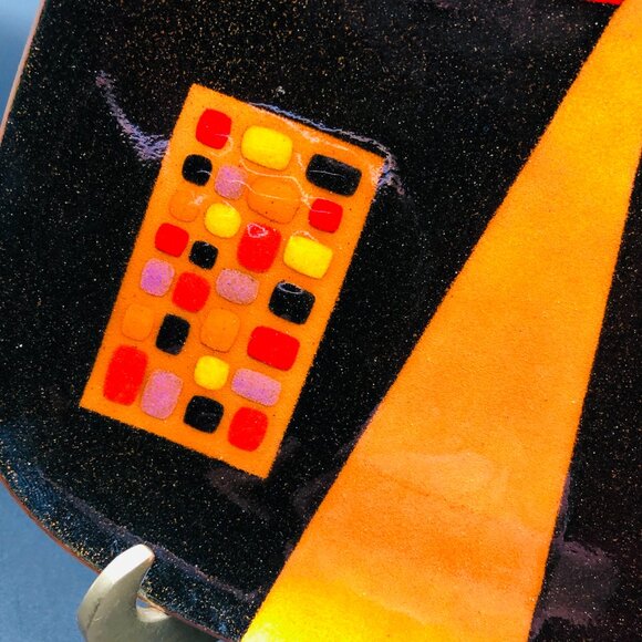 60s Original Enamel on Copper Dish -Miguel Pineda MCM Abstract RARE Collectible - Picture 3 of 10